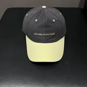 Korean style contrast embroidered baseball cap soft top casual couple hat detail view