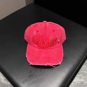 Vintage washed baseball cap for men and women, trendy distressed cotton dad hat street style