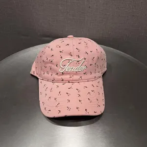Korean style pink floral embroidered baseball cap for women, cute soft top casual duck tongue hat.