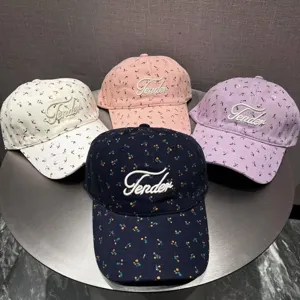 Korean style floral letter embroidered baseball cap soft top cute casual hat for women