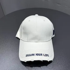 Korean minimalist embroidered letter baseball cap, white cotton casual sun protection hat