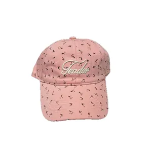 Cute pink floral baseball cap for women, soft top embroidered dad hat with stylish casual vibe.
