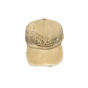 Vintage washed baseball cap for men and women, distressed cotton hat with embroidery.