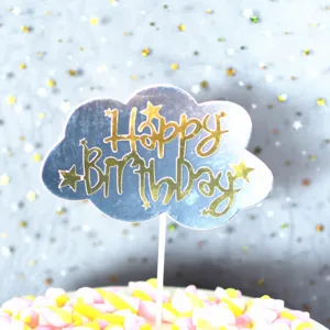 Geburtstag Torte Topper Wolke Form goldene Buchstaben Party Deko Dessert Stecker Zubehör