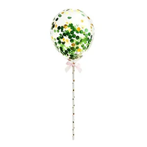 Birthday cake decoration balloon transparent confetti topper party dessert table insert.