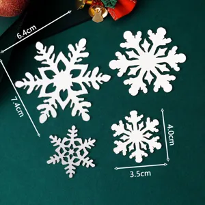 Navidad blanca acrilico copos de nieve pastel topper espejo fiesta decoracion 4pz set