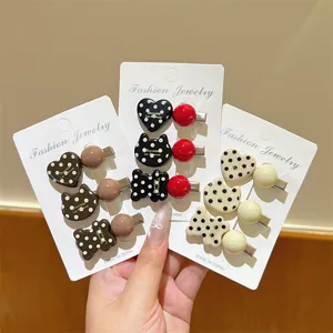 Korean Style Polka Dot Heart Cat Bear Hair Clip Sweet Cute Duckbill Clip Side Bangs Hair Accessories For Women Girls