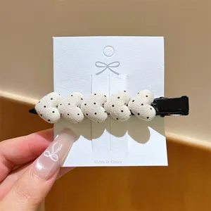 Stof gepoetst hart haarspeld schattige zoete zijklem eendebek haaraccessoire voor vrouwen