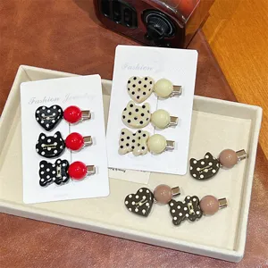 Korean polka dot heart cat side hair clips cute sweet duckbill bangs hair accessories