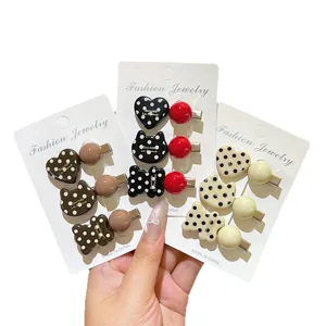 Korean style polka dot heart cat hair clips set duckbill clips sweet cute hair accessories main