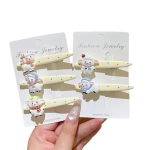 Lindas horquillas de pico de pato con diseño de oveja de lunares para mujeres y niñas kawaii