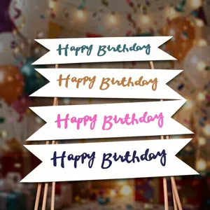Gold Und Rosarot Alles Gute Zum Geburtstag Kuchentopper Banner Papier Kuchen Dekoration Für Geburtstag Party Feier Dessert Dekor