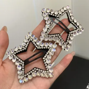 Glänzende Stern Strass Haarspangen Detail, elegante Kristall Seiten Clip Accessoires für Frauen.