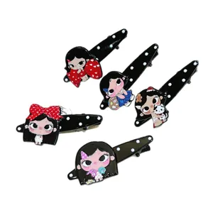 Carino fermaglio capelli fiocco cartoon yuyu ragazza dolce pois neri clip becco d'anatra
