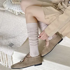 Ballet style pure cotton stirrup leg warmers, autumn winter long stack socks for women.