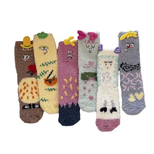Damen dicke Korallenfleece warme Socken süße Cartoon Grafik gemütliche Wintersocken