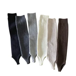 Ballet knit stirrup leg warmers for women winter long socks cozy slimming casual hosiery