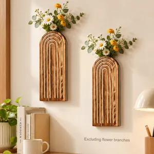 Holz-Wandbehang Blumenvasen- und Pflanzenhalter für moderne minimalistische Heimdeko.
