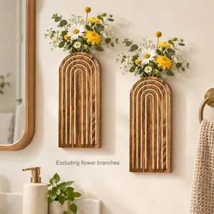 Holz Wandbehang Vase Bogen Blumen Pflanze Halter minimalistisch Haus Schlafzimmer Dekor Handwerk