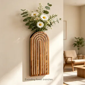 Holz Wandvase Detail, moderne Bogen Deko Pflanzer, minimalistisches Zimmer Wandregal.