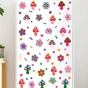 Boho Pilz Blume Wandaufkleber süße Cartoon Pflanzen Aufkleber für Kinderzimmer PVC
