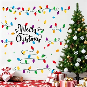 Christmas wall stickers PVC self-adhesive festive light bulbs Merry Christmas home decor