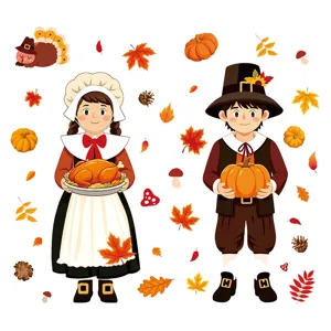 Thanksgiving window stickers static PVC decals autumn pumpkin maple leaf home decor