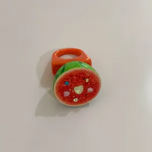 Mignon style Y2K bague pastèque strass colorés résine bijoux tendance doux et cool