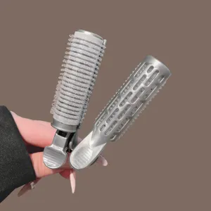 Hair rollers clips for bangs volume, silver styling tools with duckbill clips for roots.