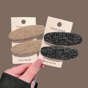Pinces à cheveux ovales en tweed vintage pour femmes, épingles à cheveux élégantes accessoires.