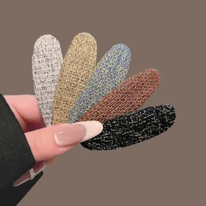 Set de barrettes à cheveux ovales en tweed rétro pour femme frange et coiffure accessoires