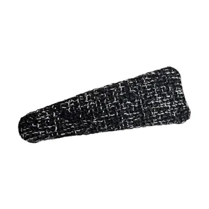 Pince à cheveux BB en tweed noir et blanc pour femmes, élégante pince latérale tissée pour frange.