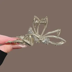 Elegant crystal rhinestone fairy hair claw clip for thick hair, large metal shark hair clip.