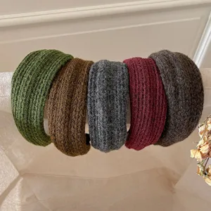 Damen Herbst Winter Strick Stirnband Breit Weich Garn Haarreif Einfarbig Handmade Haarschmuck
