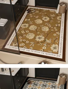Vintage bathroom floor mat absorbent quick-drying doormat for home entry and washroom