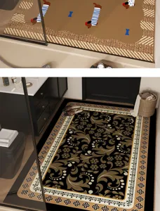 American retro bathroom absorbent quick-drying floor mat large area diatom mud mat detail.