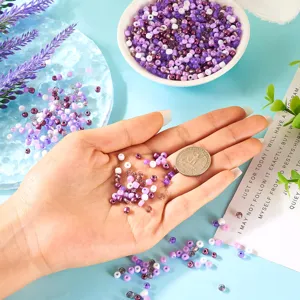 Purple glass seed beads 4mm small crafting beads for DIY handmade bracelets and earrings making