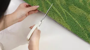 PVC Schlingenteppich Detailaufnahme zeigt praktische individuelle Schneidefunktion.