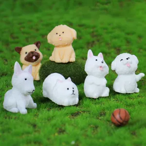 Miniature Resin Simulation Dog Figurine Micro Landscape Ornament For DIY Craft Desktop Decoration Cartoon Animal Samoyed Corgi Bichon Frise Mini Statues