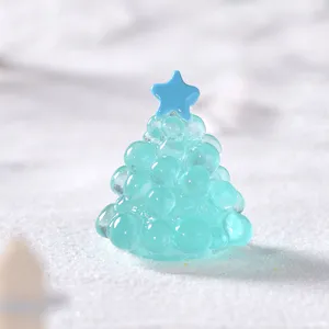 Miniature Christmas tree ornament, luminous bubble design with star, perfect for DIY snow landscape.
