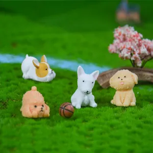 Mini resin dog figurines micro landscape DIY miniature table decorations cute ornaments.