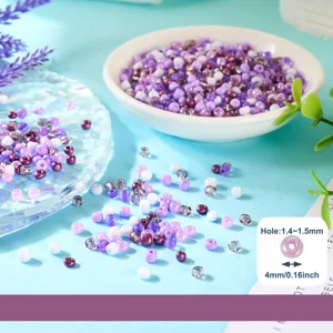 Glass seed beads for DIY jewelry making, 4mm mixed purple pony beads for bracelets and necklaces