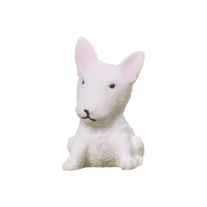 Mini white bull terrier puppy figurine resin micro landscape DIY desktop decor accessory