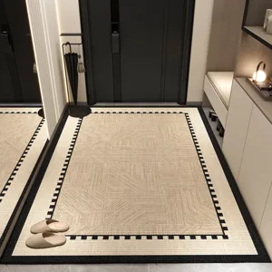 Light Luxury Loop Pile Floor Mat Geometric Abstract Entrance Doormat Non-Slip Washable Anti-Dust Porch Rug