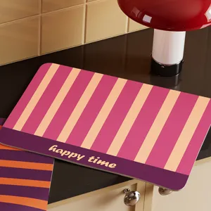 American retro kitchen drainage mat, non-slip waterproof leather place mat for countertop use.