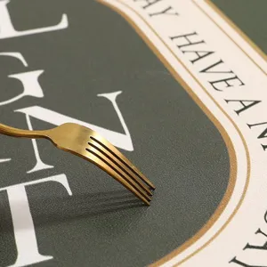 Vintage leather kitchen drying mat placemat with anti-slip design and stylish green texture.