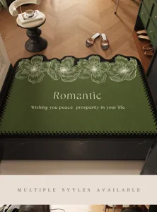 Grüne Blumen Fußmatte rutschfeste Eingangsmatte Luxus Flurteppich Schmutzfangmatte.