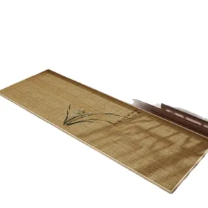 New Chinese style linen hallway floor mat, anti-slip runner rug for entry, balcony & corridor.