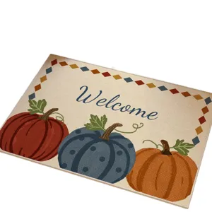 Fall pumpkin doormat, welcome anti-slip entrance floor mat for autumn home decor.