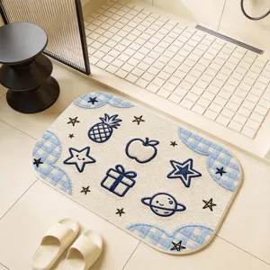 Cartoon bathroom floor mat, absorbent non-slip bath rug for home shower room and toilet use.
